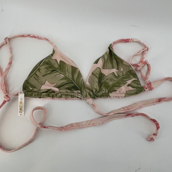 Show Me Your MuMu Other - Show Me Your Mumu Size M Tropical Leaf Triangle Bikini Top Pink Green Reversible